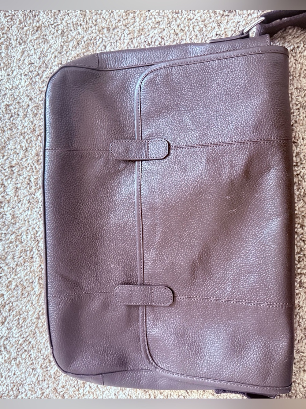 Cole Haan Dark Brown Pebble 100% Leather Messenger Laptop Bag Shoulder Strap - Picture 3 of 8